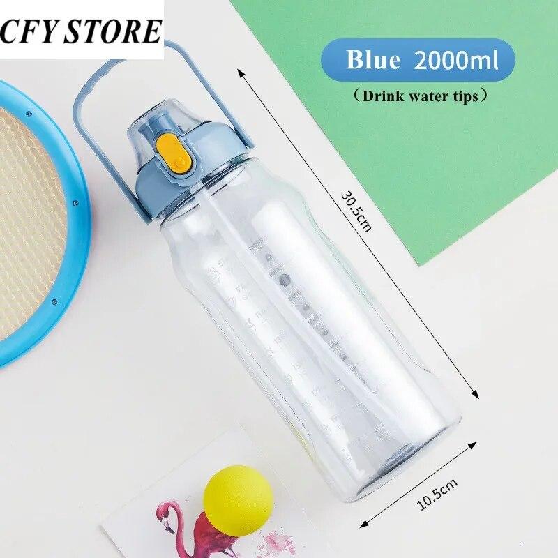 

2л герметичные портативные пластиковые бутылки для воды с соломенными наконечниками для улицы, для альпинизма на велосипеде, спортивная бутылка для воды 2.0L синий