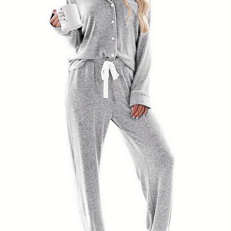 Women's Long-Sleeve Pajama Shirt - Casual Button-Down