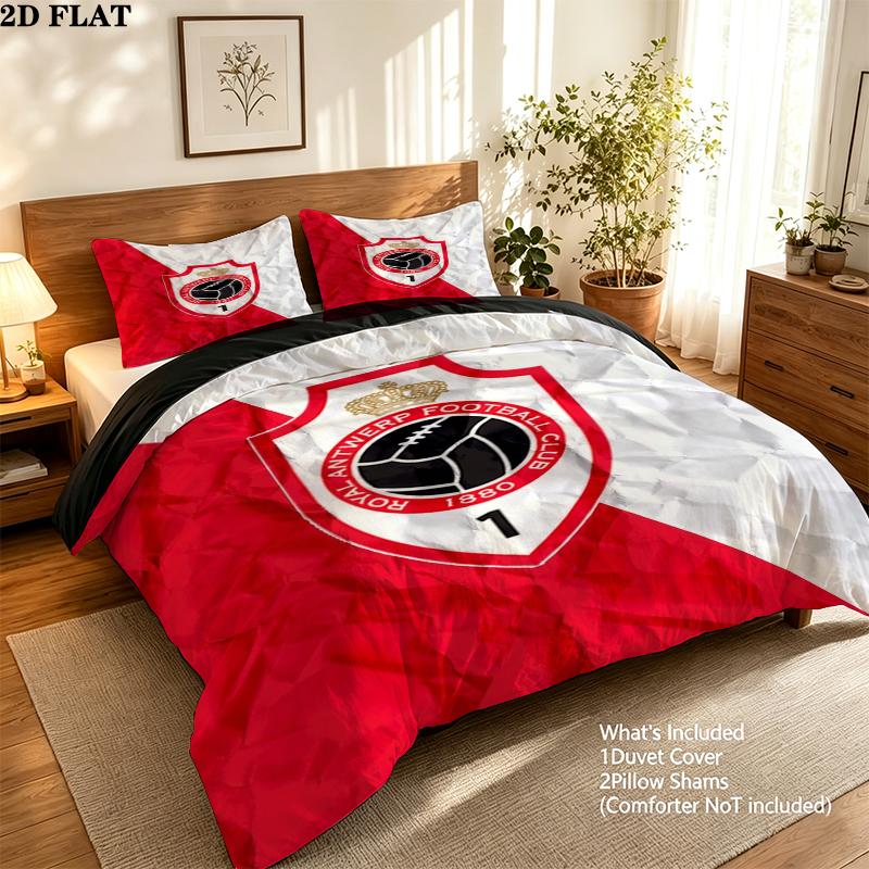 Royal Antwerp Fc Pattern Bedding uilt Set uilt Cover Pillowcase Home Decoration Birthday Gift (1 * duvet cover + 2 * pillowcase without core)