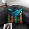 Bemaltes Waldhaus Kissenbezug Natürlicher Leinen Bio-Stoff Doppelseitiger Druck Sofa Heimdeko Geschenk Kissenhülle