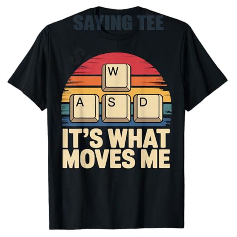 Retro WASD Gaming Keys Funny PC Gamer Design TShirt Y2k Video Game Lover Graphic Outfit Short Sleeve Saying Tee Novelty Gifts