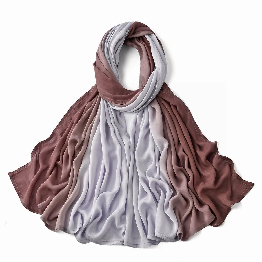 180*85Cm Muslim Viscose Hijab Scarf Women Gradient Color Cotton Feel Head Wrap Lady Soft Turban Scarves Solid Shawl Jersey Hijab