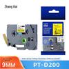 9mm Label Tape, Yellow with Black Text