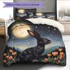 Rabbit in Flower Bush  Pattern Bedding Quilt Set  Home Decoration  Gift (1 * duvet cover + 2 * pillowcase, without core)