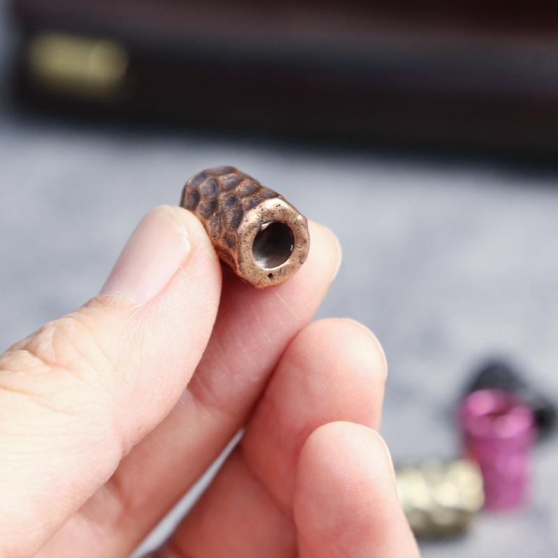 Brass Hammer Texture Pattern Cylinder EDC Knife Beads Paracord Lanyard Pendants DIY Adult Fidget Toy Paracord Rope Accessories