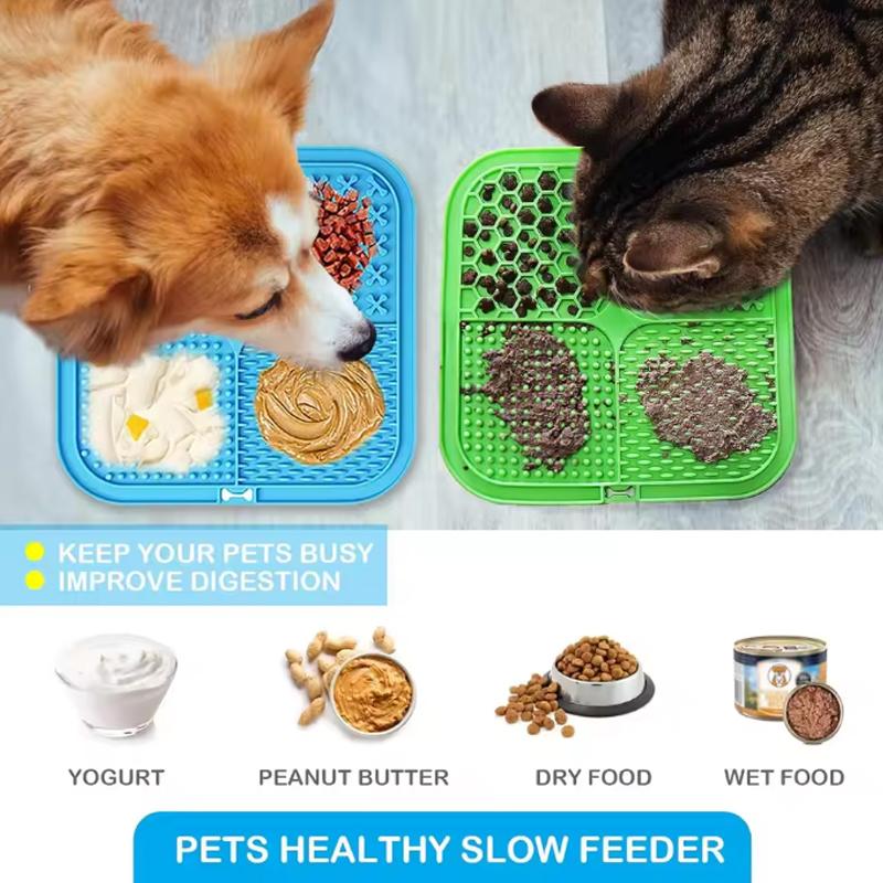 Pet Licking Plate, Slow Food Plate, Licking Pad, Silicone Pet Slow Food Tableware Bowl, Suction Cup, Dog Licking Pad, Slow Food