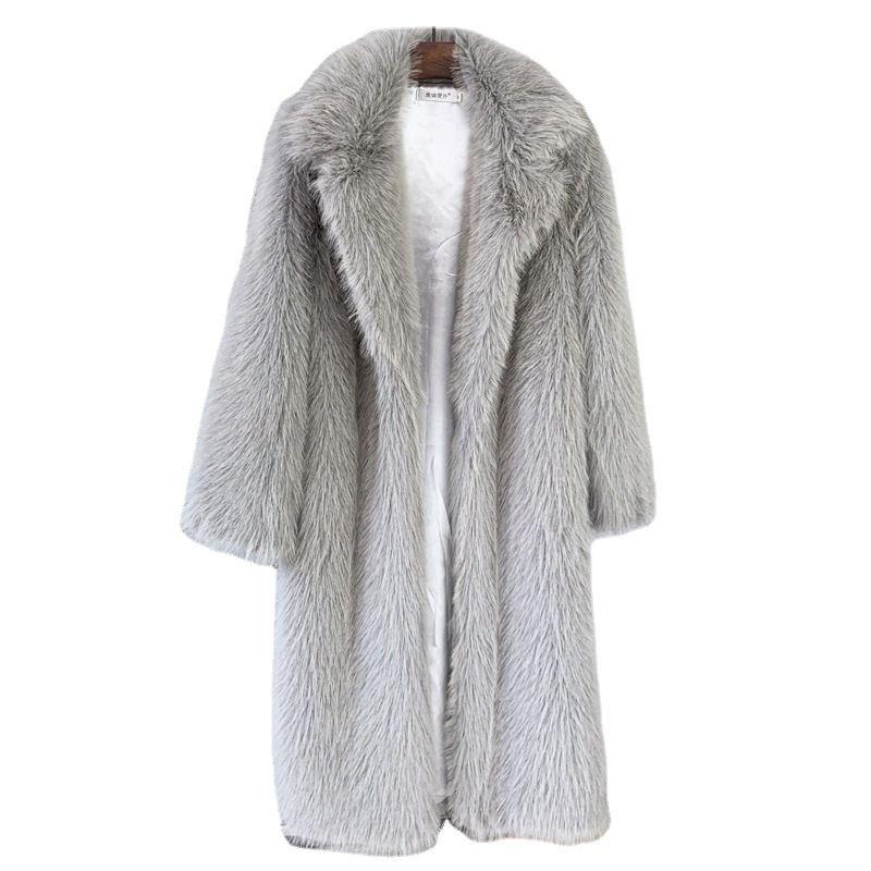 Autumn and winter women's long toka imitation fur suit collar coat coat, artificial fur imitation fur coat