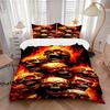 3pcs Anime Skulls Fire Print Comforter Set with 1 Quilt Cover & 2 Pillowcases (No Core) - Home Decor, Festival Gift, Polyester Fabric, Anime Cartoon D