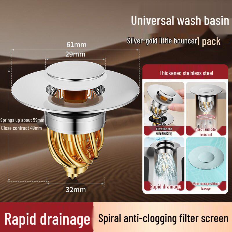 Universal Leak-Proof Press-Type Pop-Up Basin Stopper - Anti-Odor Sink Drainer