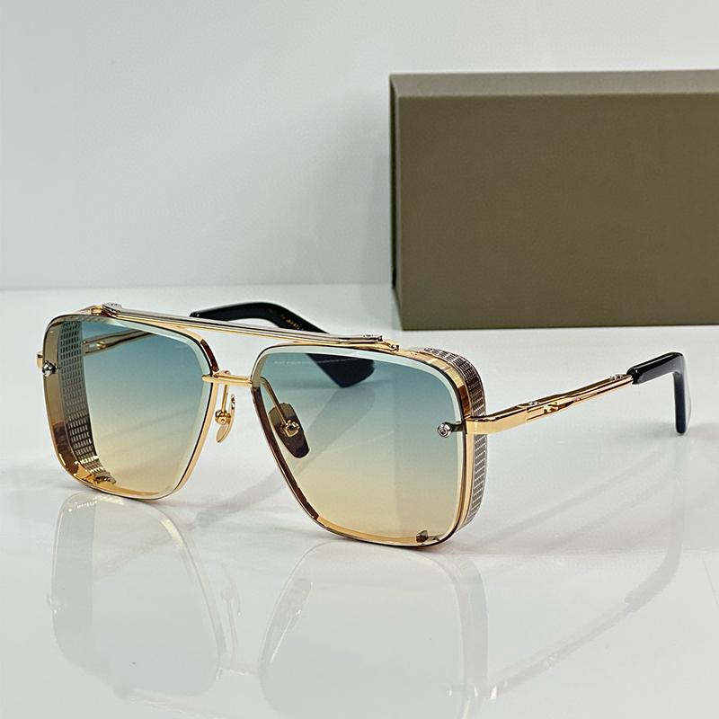 Men's Luxury Black Gold Diamond Cut Pilot Sunglasses Limited Edition Top Quality Hand Craft Double Bridge Alloy Solar Glasses