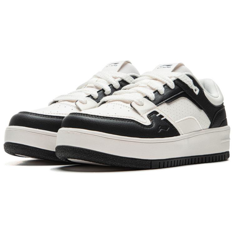 New LiNing Wear Resistant Slip Resistant Low Top Skateboard Shoes Women's White Black AGCU366-2