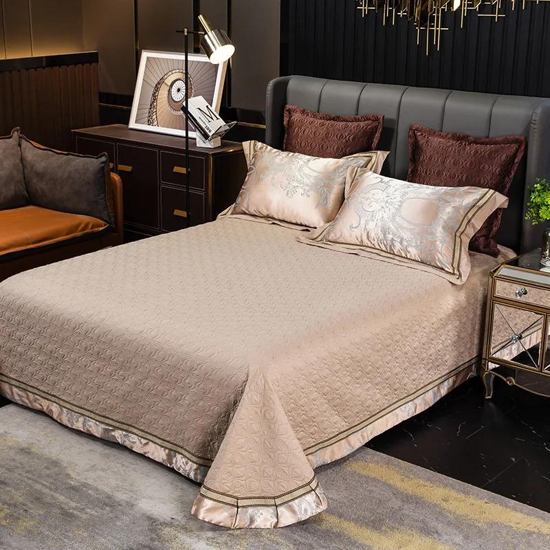 European relief pure cotton quilted quilted cotton bed cover single piece cotton thickened bed cover double bed cover 3 pcs set