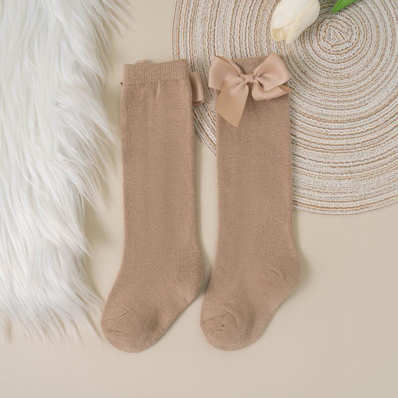 Șosete pentru bebeluși și copii mici de marcă nouă, toamnă iarnă, șosete lungi până la genunchi pentru copii fete, bumbac cu fundă mare, stil spaniol, șosete de podea pentru copii