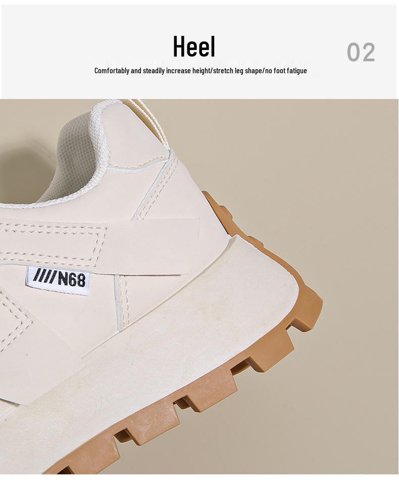 2025 Spring Women's Breathable White Korean Style Sneakers - Thick Sole Versatile Sports Casual Running Shoes