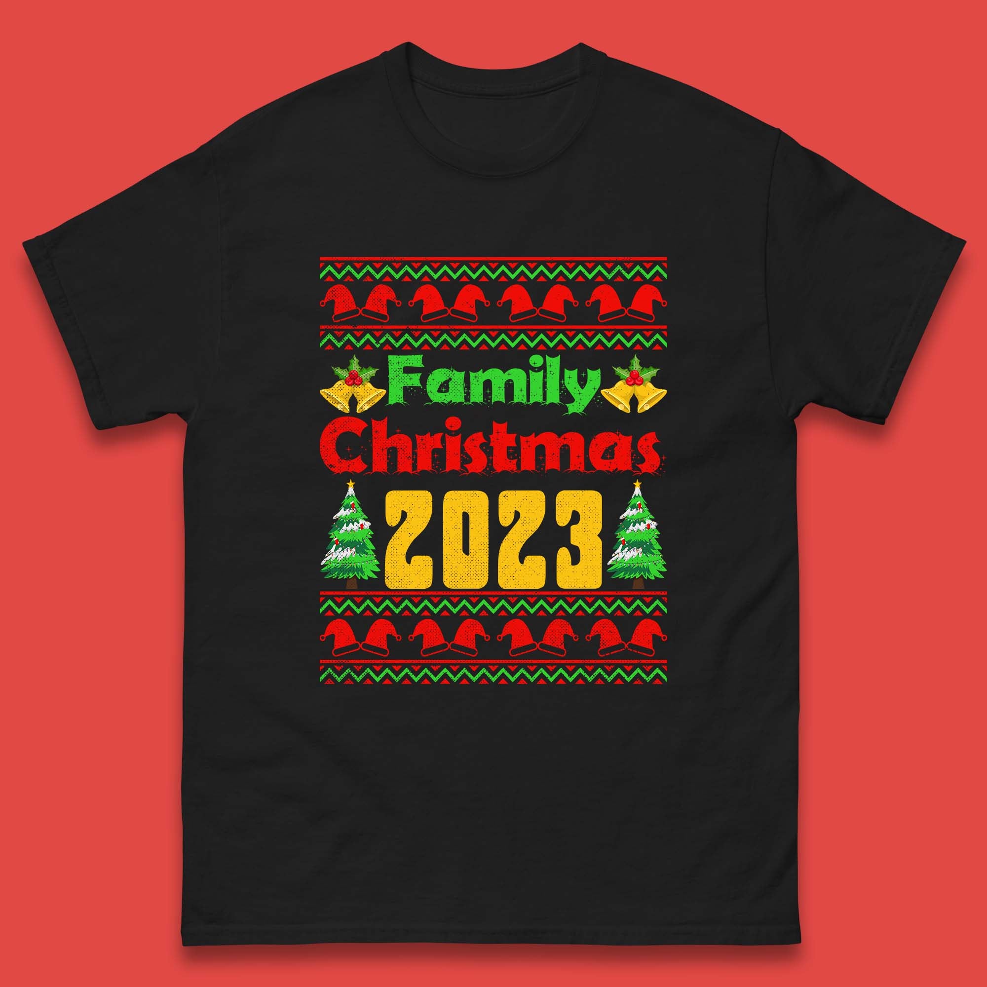 

Family Christmas 2023 Holiday Winter Festive Christmas Trees Xmas Season Mens Tee Top 2XL