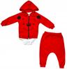 Komplet Dziecięcy Miś Bluza Body Spodnie Bawełna 3-6 Miesięcy Czerwony