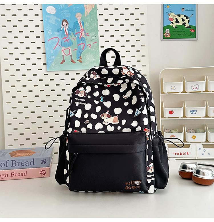 Schoolbag Japanese Ins New High-value, Fresh, Sweet and Cute Polka Dot Puppy Backpack, Light Backpack for Junior High School Students
