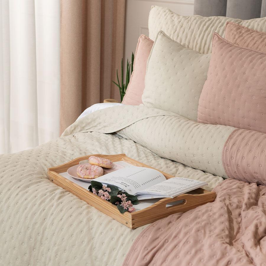 NULES Decorative Bedspread - Subtle Beige with Embossed Pattern - 220x240cm