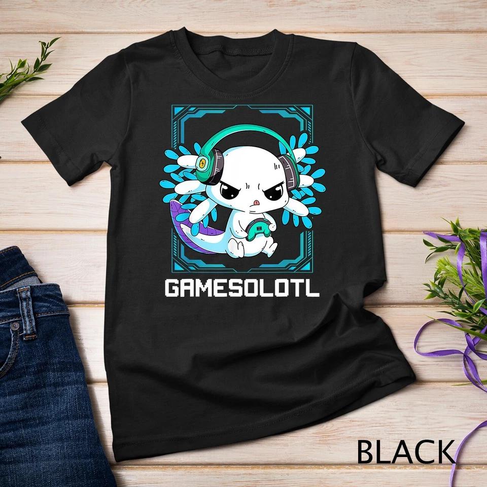 Gamesolotl Gamer Axolotl Cute Axolotl Anime Gaming Video Unisex T-shirt 1 4XL