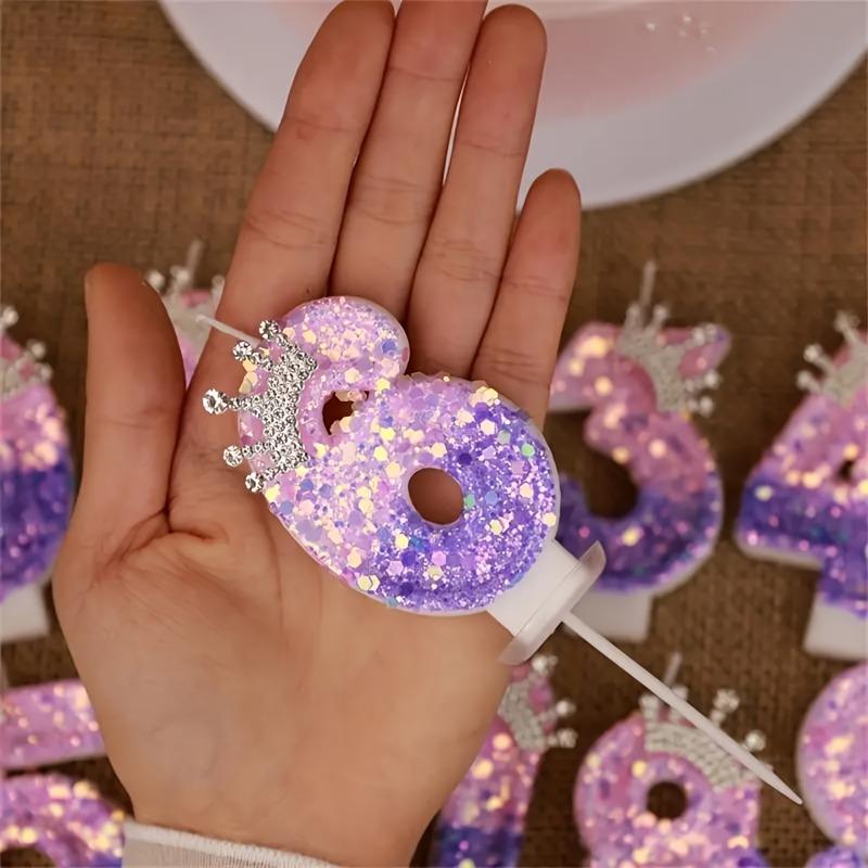 Crown Glitter Number 1 Birthday Candle Cake Topper