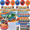 Jongen Auto Verjaardag Decoratie Set Feestartikelen Wielen Verjaardagsfeest Thema Beker Bord Servet Tafelgerei Banner Ballon Decoratie Voor Kind