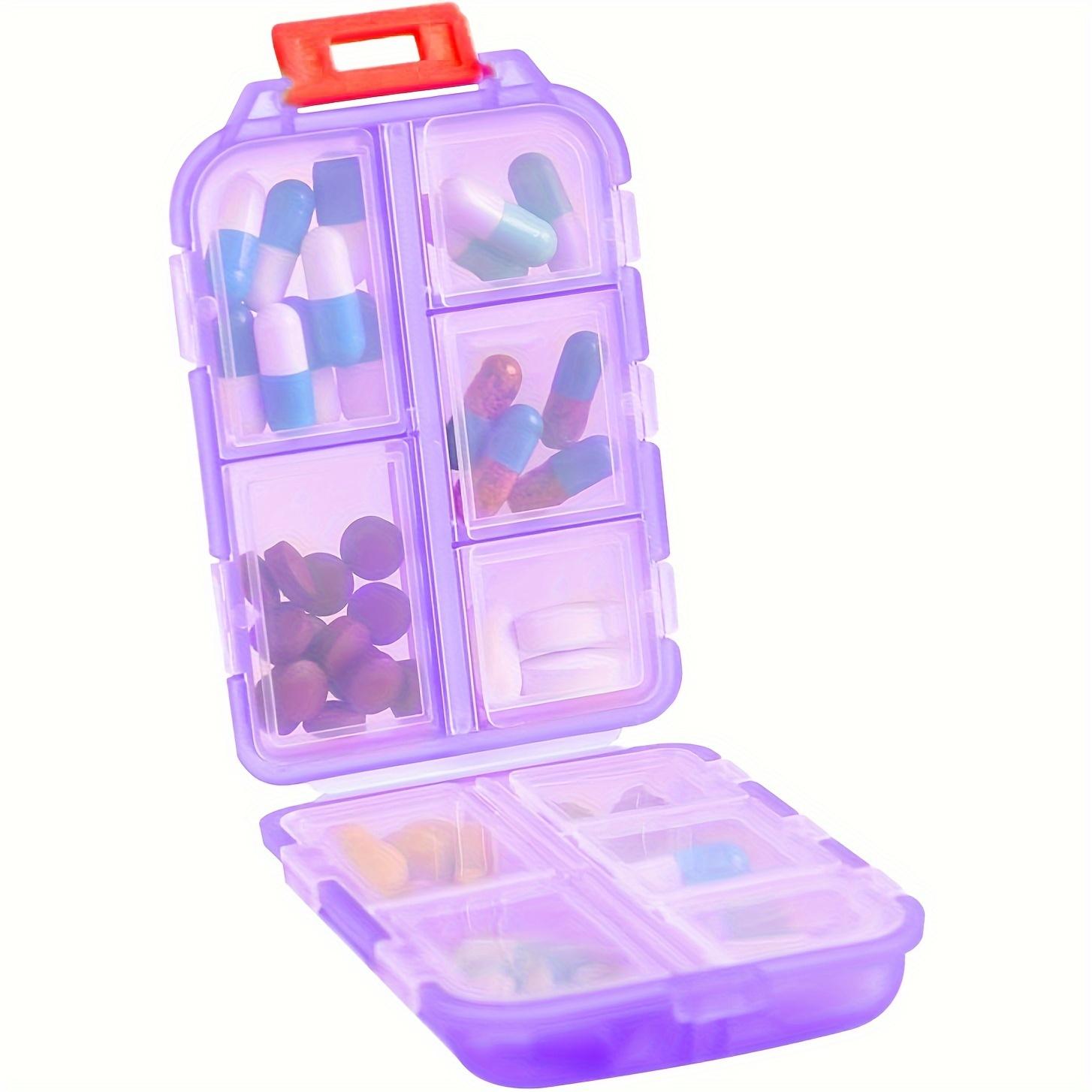 

Pocket Portable Pill Storage Box 10 Compartments Travel Pill Organizer Case Daily Pill Container Organizer Dispenser Storage фиолетовый