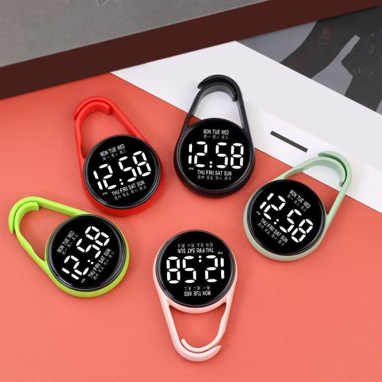 Examination Keychain Digital Watch Pocket LED Touch Watch Portable Clip-On Watch for Belt Backpack Students School Exams