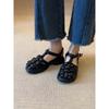 Sheepskin Version~ Super Soft Thick-soled Woven Hollowed-out Word with Roman Sandals Women's New Skirt Thick Heel Bag Head Shoes