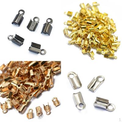 400pcs Mixed Color Ribbon Crimp Ends Cord Clamps Bracelet Pinch 10mm