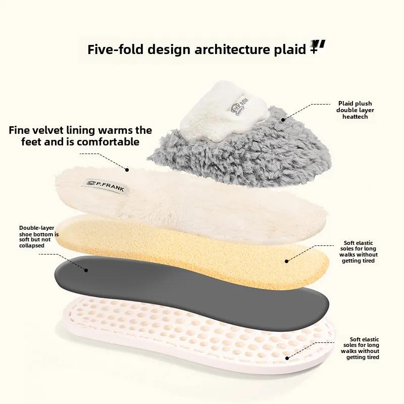 Fashion Cute Letter Cotton Slippers Men Winter Warm Casual Indoor House Flat Sole Non Slip Colorful Unisex Soft Sole Winter Shoes
