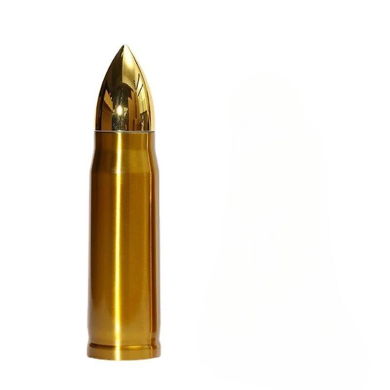 1pcs Water Cup Creative 304 Stainless Steel Bullet Thermos Cup Imitation Cannonball Cup Outdoor Large Capacity Car Rocket Cup
