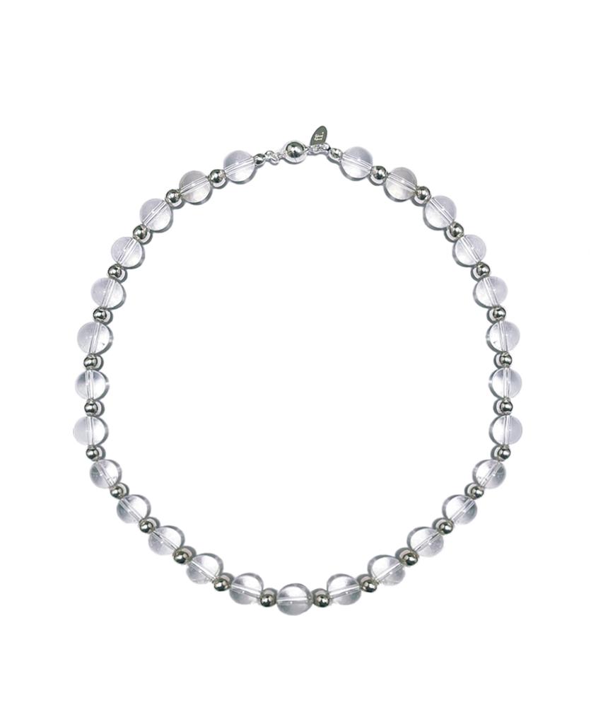 Fluffy Crystal Silver Ball Necklace