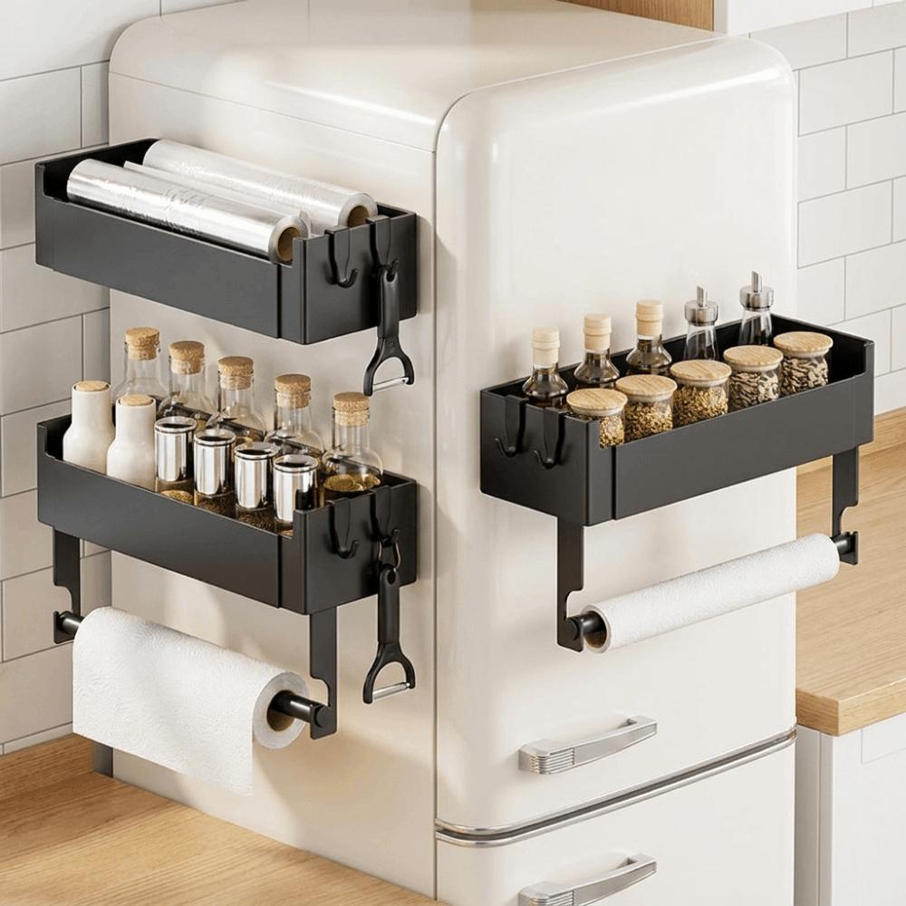 Punch Free Refrigerator Magnetic Shelf Carbon Steel Cling Film Storage Rack  Washing Machine