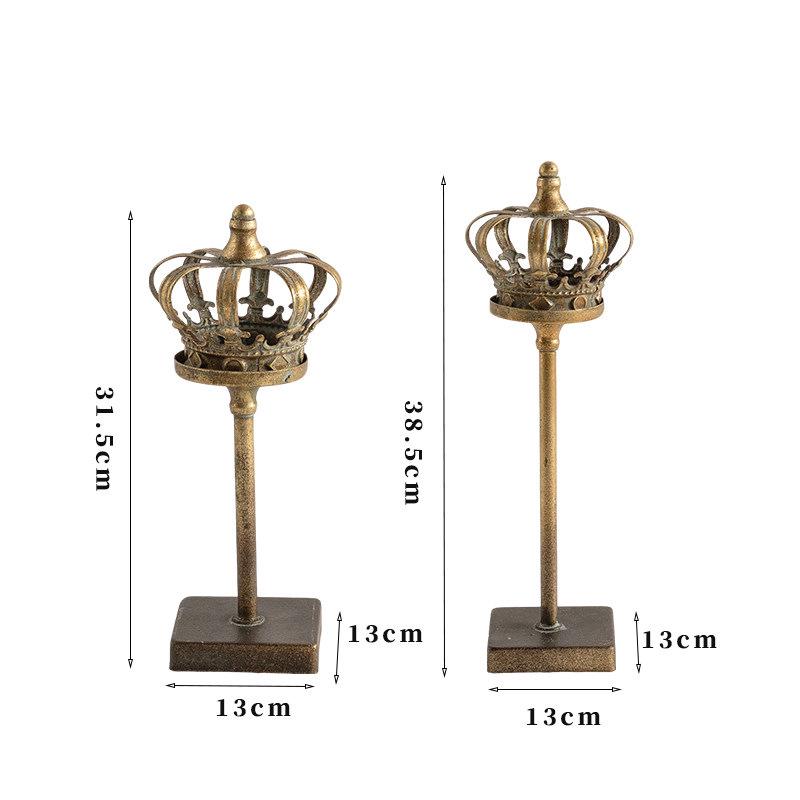 American Style Wrought Iron Crown Candlestick Ornament for Dining Table or Hotel Decor