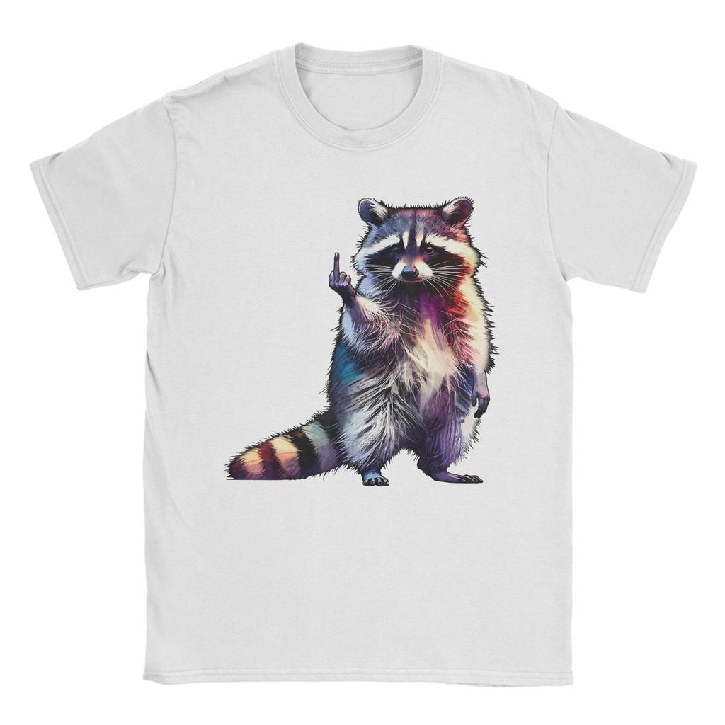 Raccoon Middle Finger Trash Panda Racoon Sarcastic Humor Unisexs T Shirt  Humor Tee Shirt Short Sleeve Round Neck TShirt Clothing