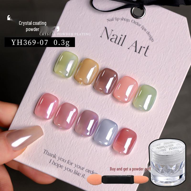 Кристальное покрытие для ногтей Порошок Аврора: 2026 Радужный Отбеливающий Магический Зеркальный Глиттер для Ногтей