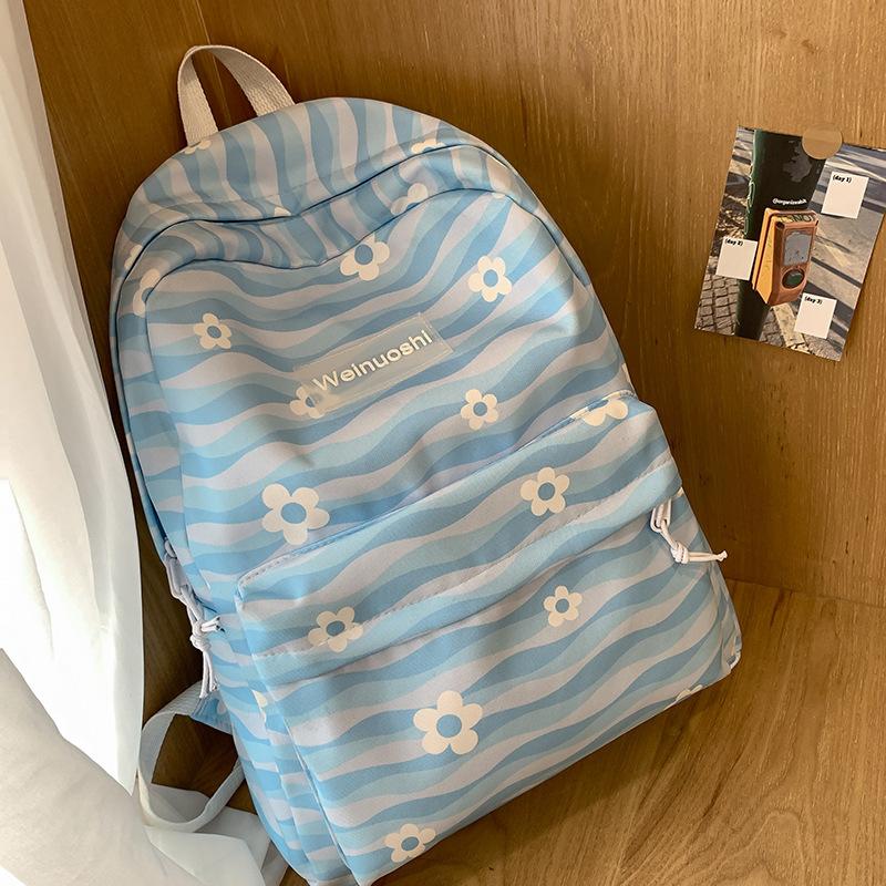 

Новый рюкзак для начальной школы для девочек, полосатый детский рюкзак для средней школы синий