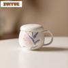 345ml Arita Porcelain Lily Filter Tea Separator Cup Aesthetic Tea Mug With Infuser Household Tea Brewing Office Water Cup Teaset