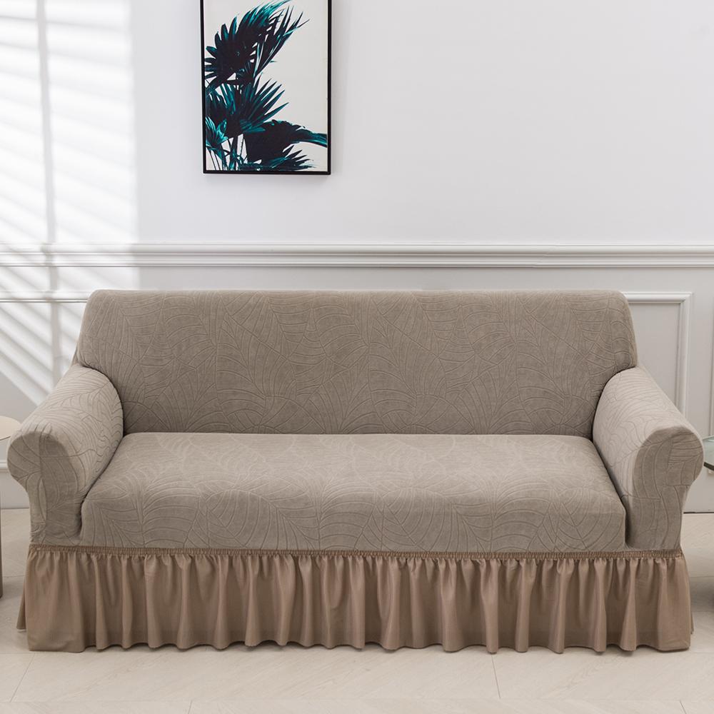 Jacquard Sofa Slipcover with Skirt Stretch Sofa Cover for Living Room Couch Covers Easy Fitted Washable Furniture Protector 1pc