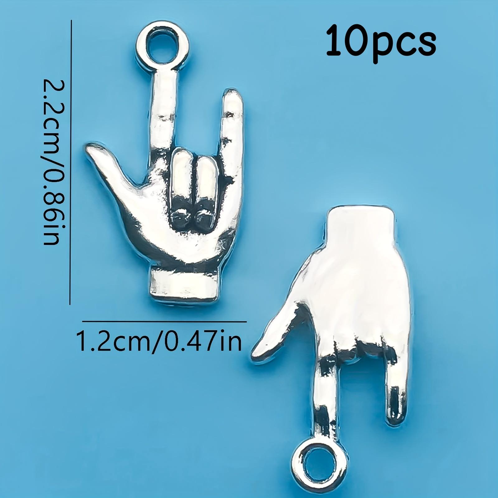 

10/20 pieces of 22x12mm antique silver hand shaped pendant with nonverbal I love you gesture jewelry suitable for DIY earrings