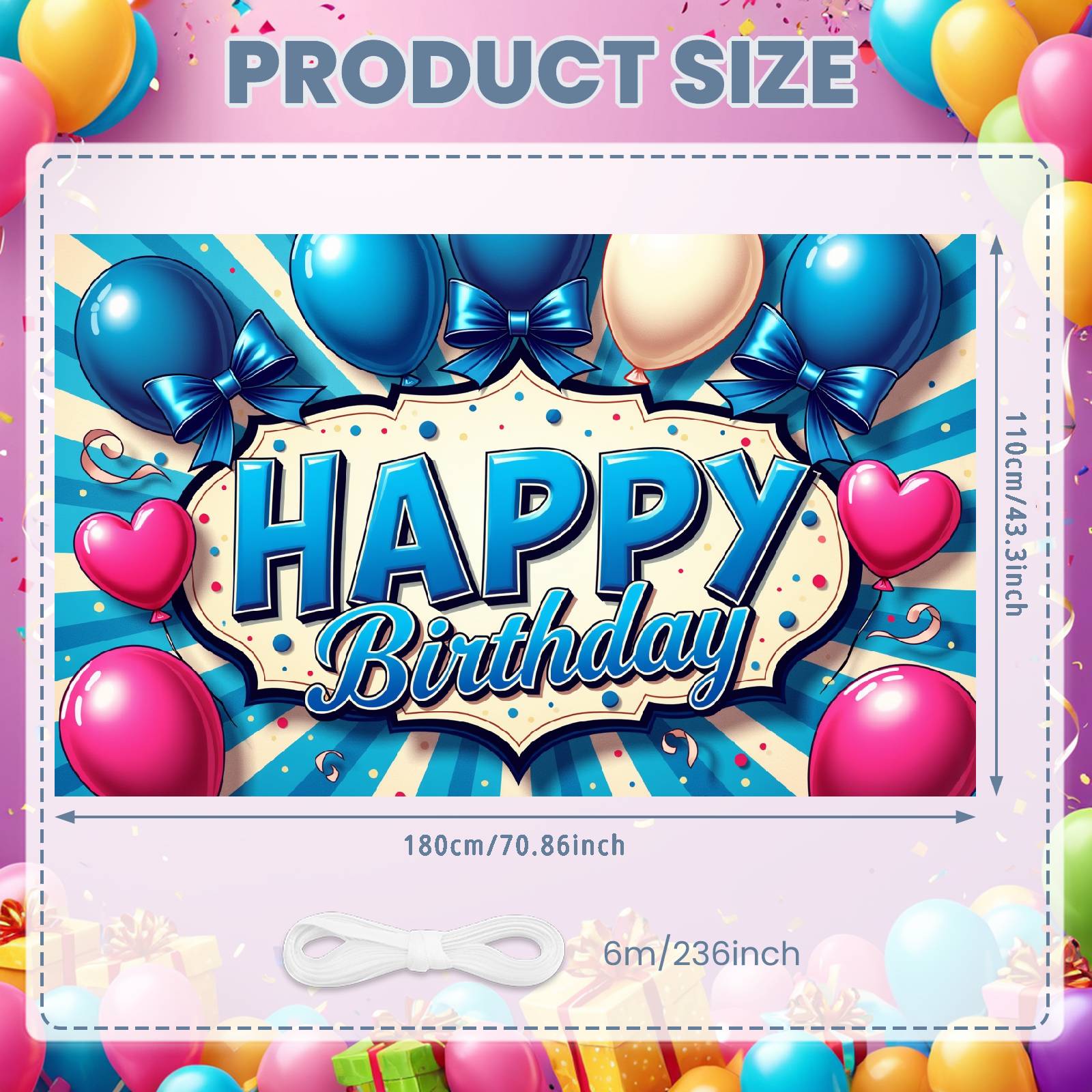 

Party Celebration Display Blue Bowknots Birthday Festive Banner Birthday Party Banner Curly Ribbons Birthday Celebration Banner