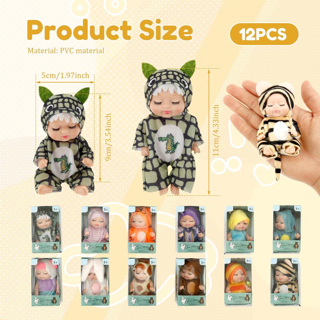 6/12 Pcs Sleep Baby Doll Plastic Small Baby Doll Toy Simulation Rebirth Dolls Mini Cute Dolls Cartoon Kids Toys Small Ornaments