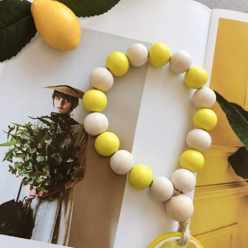 

Декоративная гирлянда из натуральных деревянных бусин с кисточкой, нить с кисточкой для подвешивания на стену, гирлянда ручной работы, фермерский декор, украшения для дома