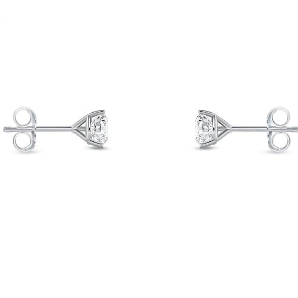 Jewels Prim 1/2 Ct Round Cut Created Diamond Earrings Studs Real 14K White Gold Martini Push