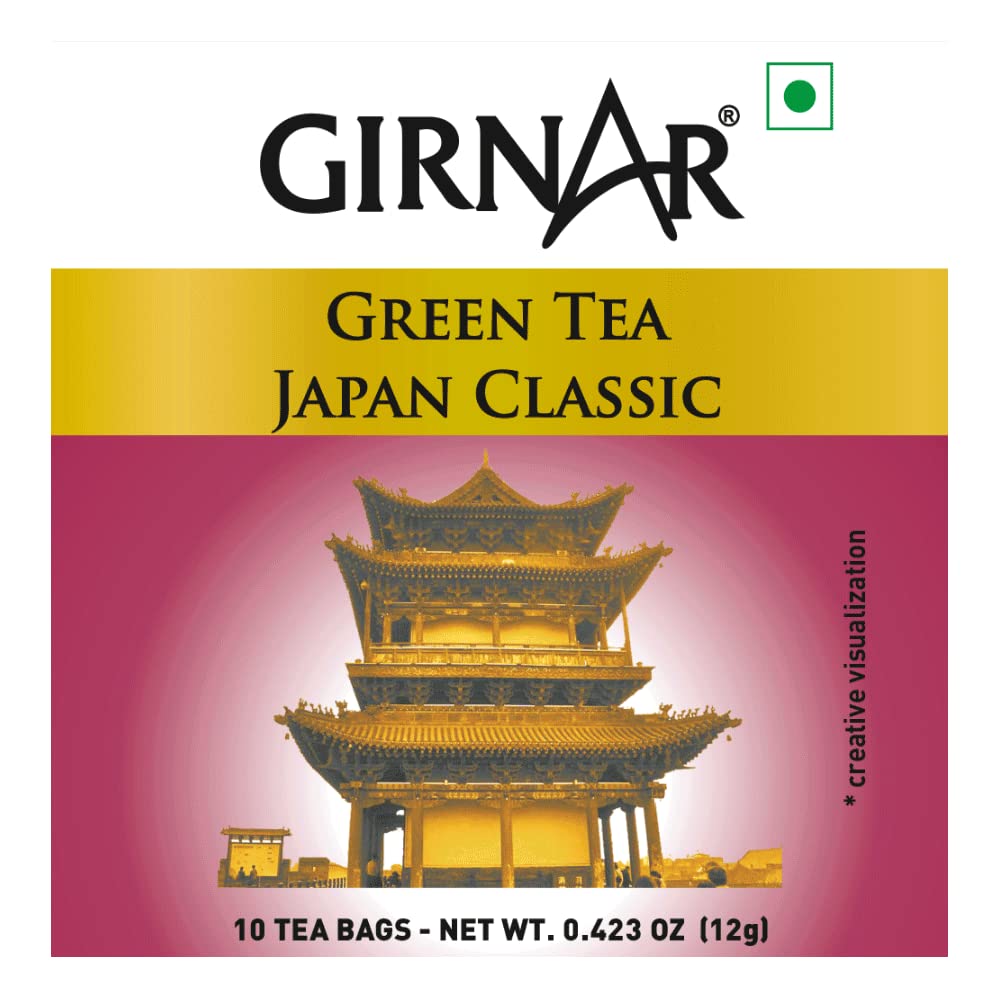 Girnar Green Tea Japan Classic Foil Wrapped Tea Bags Mild Aroma Smooth Taste Daily Brew 10 Bags Pack Of 1 Green Tea