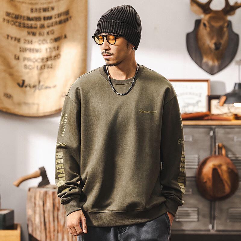 Men's American Retro Heavyweight Suede Sweatshirt