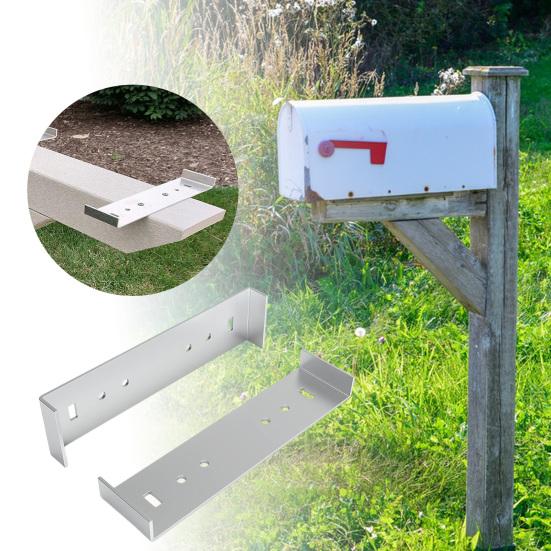 2Pcs Metal Mailbox Mounting Bracket with Screws Rustproof Corrosion Resistant Strong Load-bearing Mailbox Installation Kit