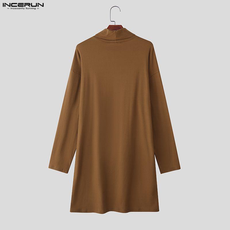 INCERUN Herbst Winter Herren Rollkragen Langarm Hohe Schlitze Lässige Lange Pullover Tops