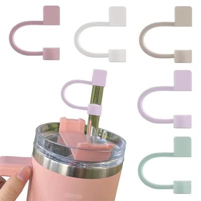 Couvercles de Pailles Réutilisables en Silicone Bouchons Embouts de Pailles Stopper Anti-Déversement Fuite Protection Anti-Éclaboussures Poussière Couvercle de Pailles pour la Plupart des Accessoires de Tasses