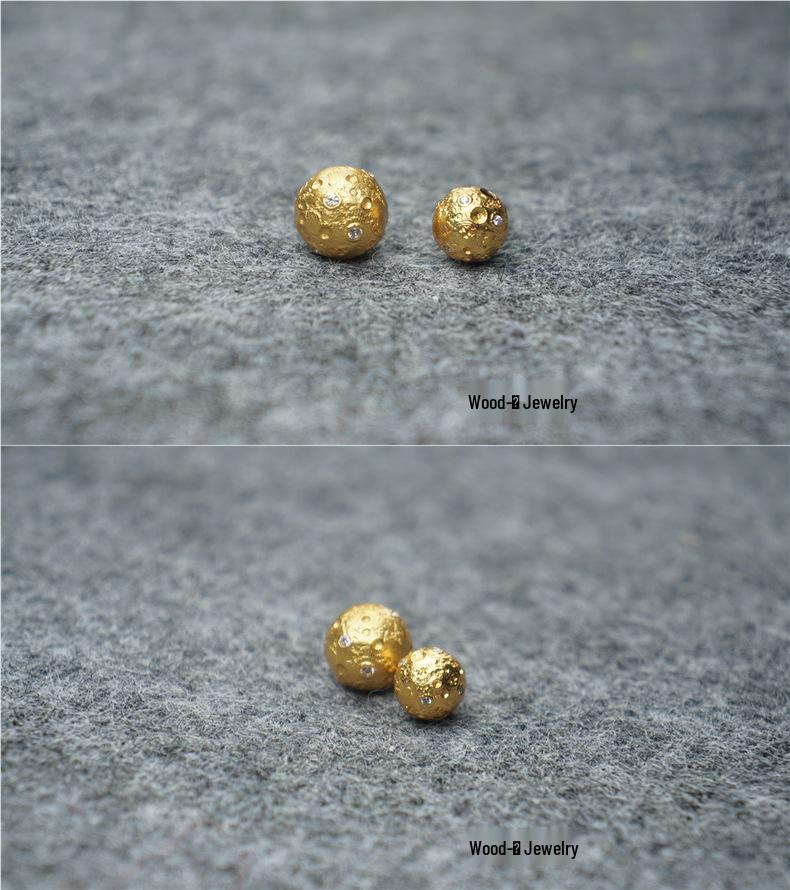 S925 Silber Antik Goldplattiert Meteoritenperlen Armband Kette Anhänger mit Weißen Diamanten